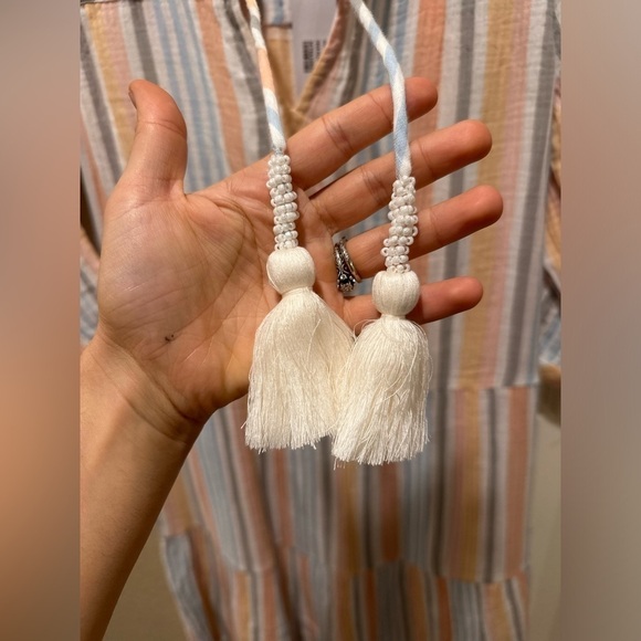 NWT Soft Surroundings Laguna Gauze Dress Peach Stripe Boho Lagenlook Beachy,SP - Picture 3 of 15